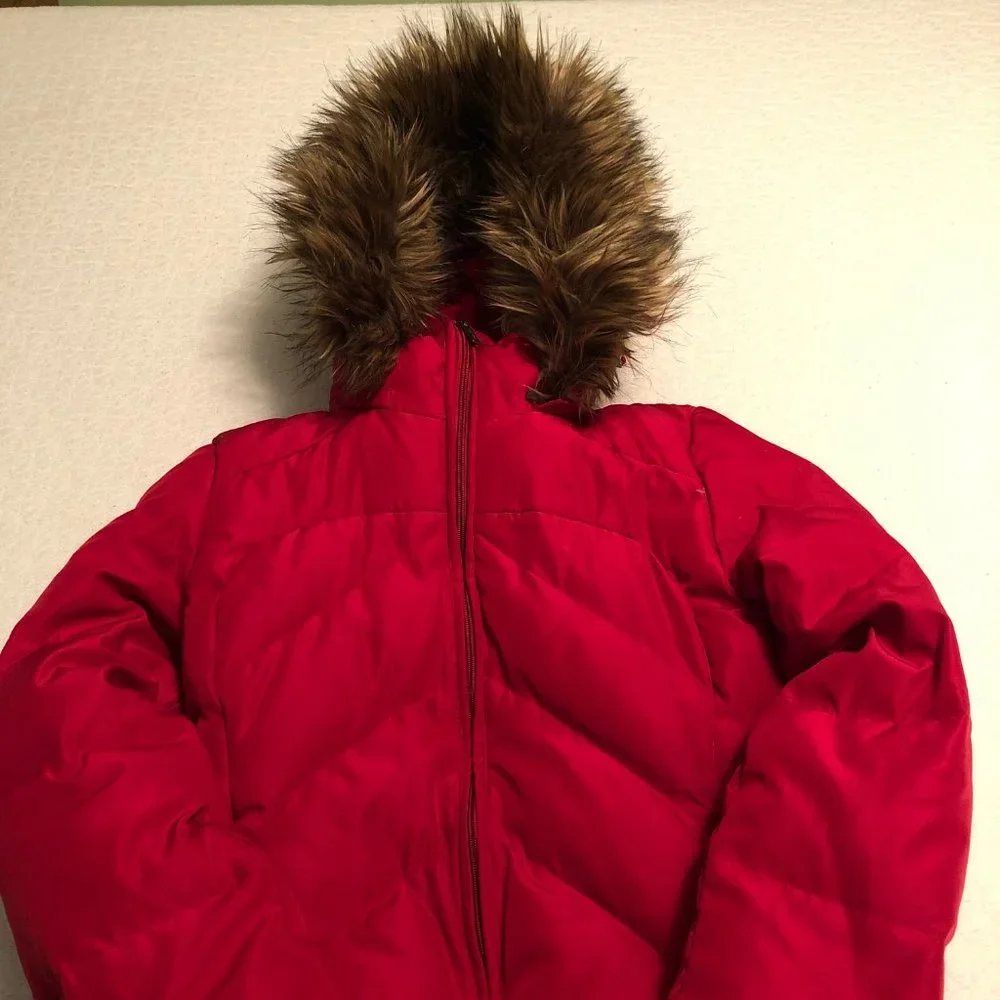 Calvin Klein Faux Fur Trim Hooded Quilted Down Jacket Puffer Parka Coat Women PS - Picture 1 of 10
